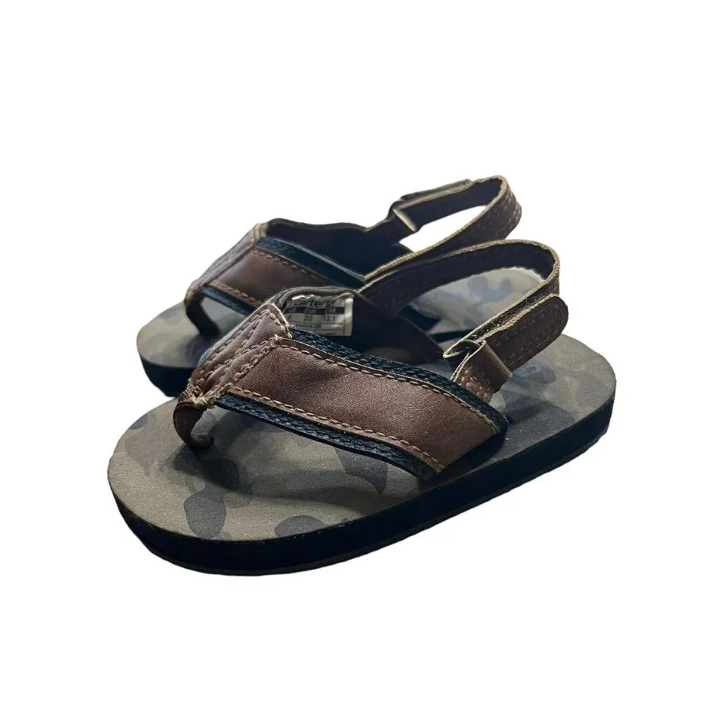 Carter's Sz 5 Brown Camouflage Flip Flops Sandals